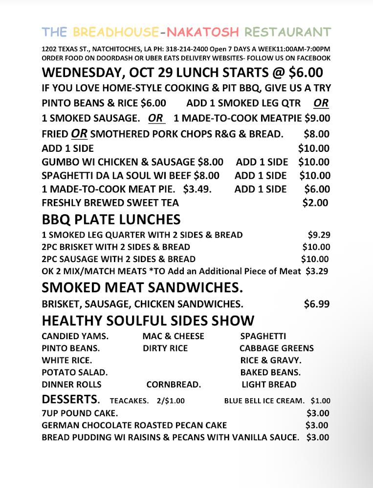 The Breadhouse-Nakatosh Restaurant Menu image 2
