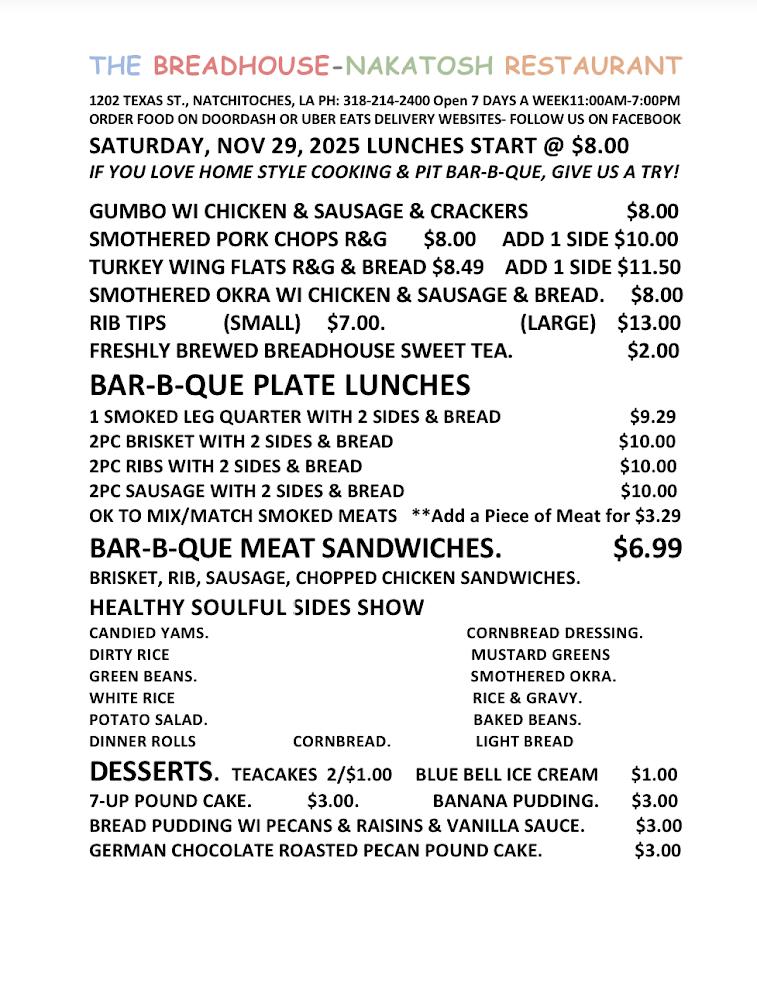 The Breadhouse-Nakatosh Restaurant Menu image 3