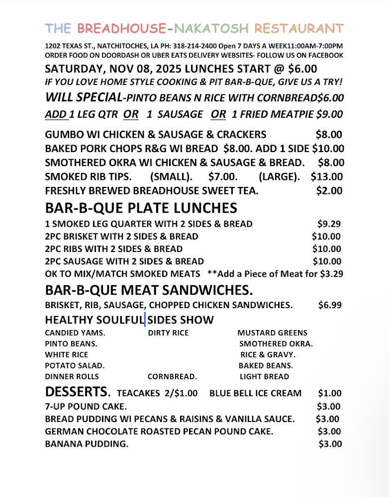 The Breadhouse-Nakatosh Restaurant Menu image 4